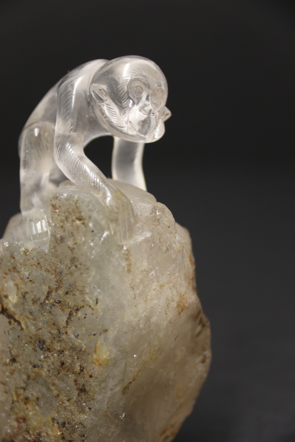 A Chinese quartz rock crystal study of a monkey circa 1920 View X