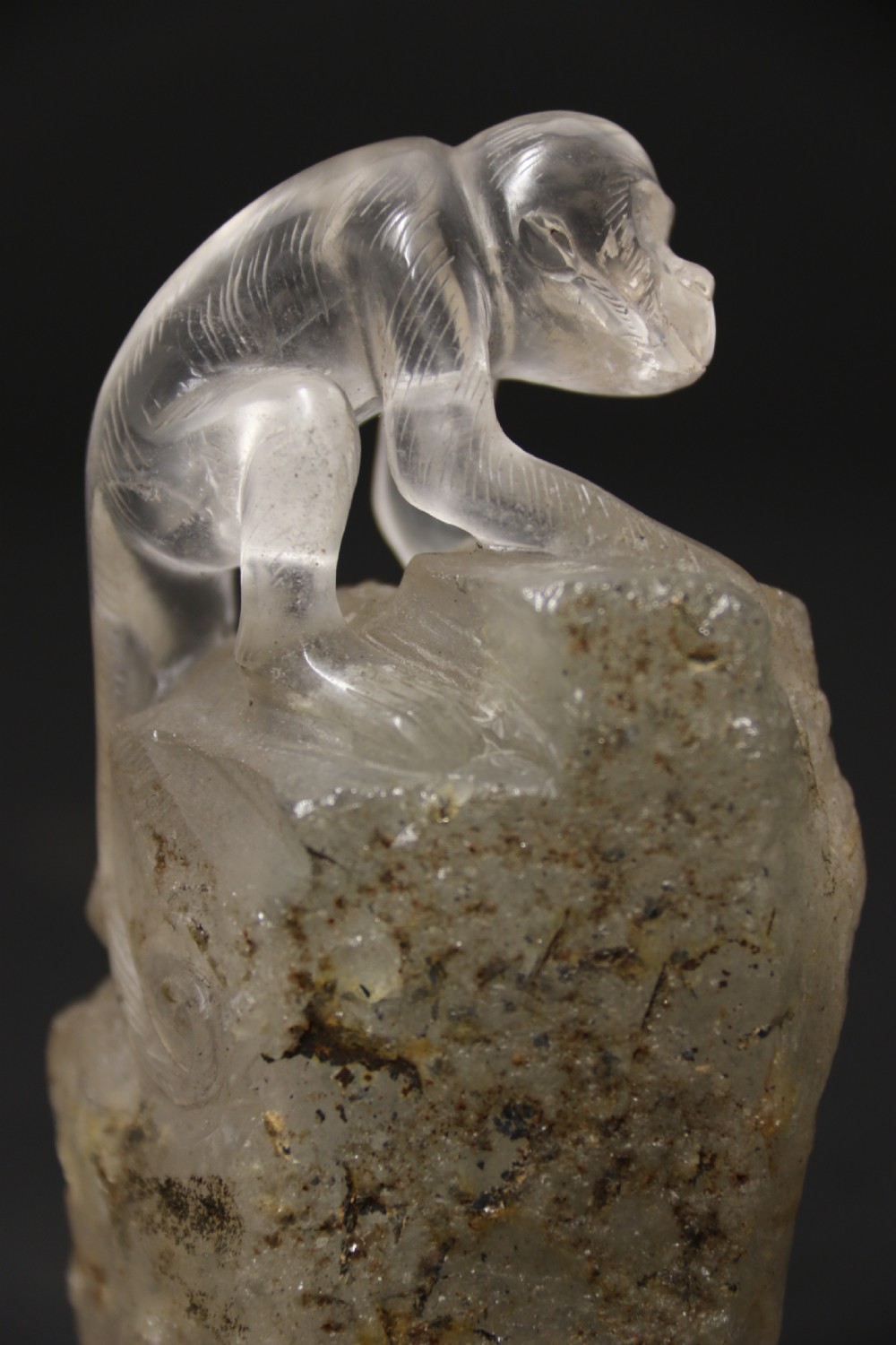 A Chinese quartz rock crystal study of a monkey circa 1920 View XI