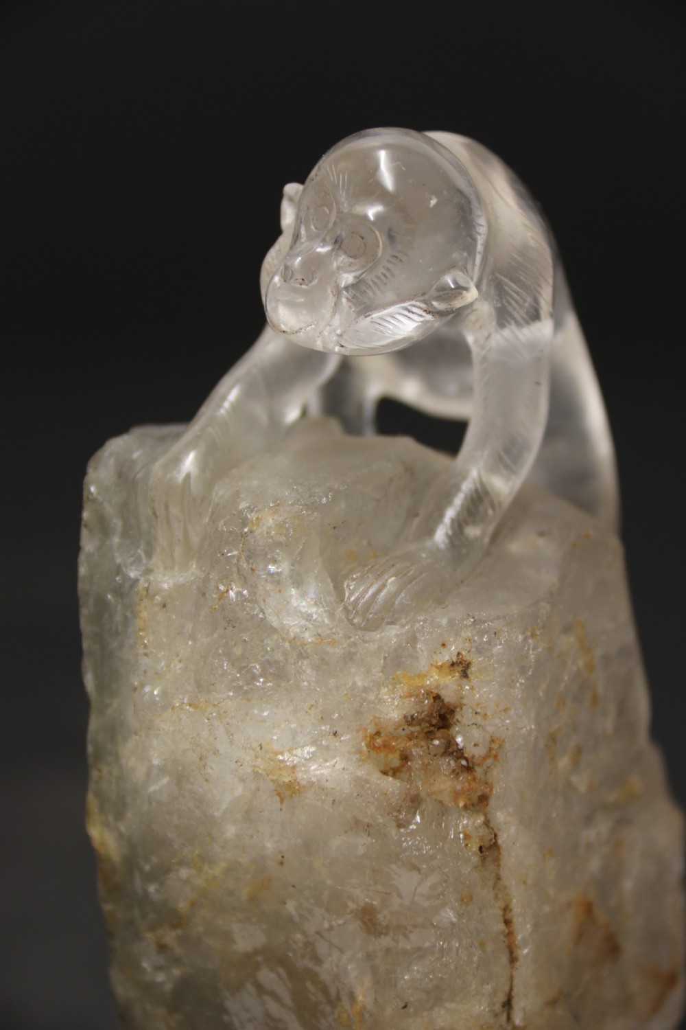 A Chinese quartz rock crystal study of a monkey circa 1920 View XIII