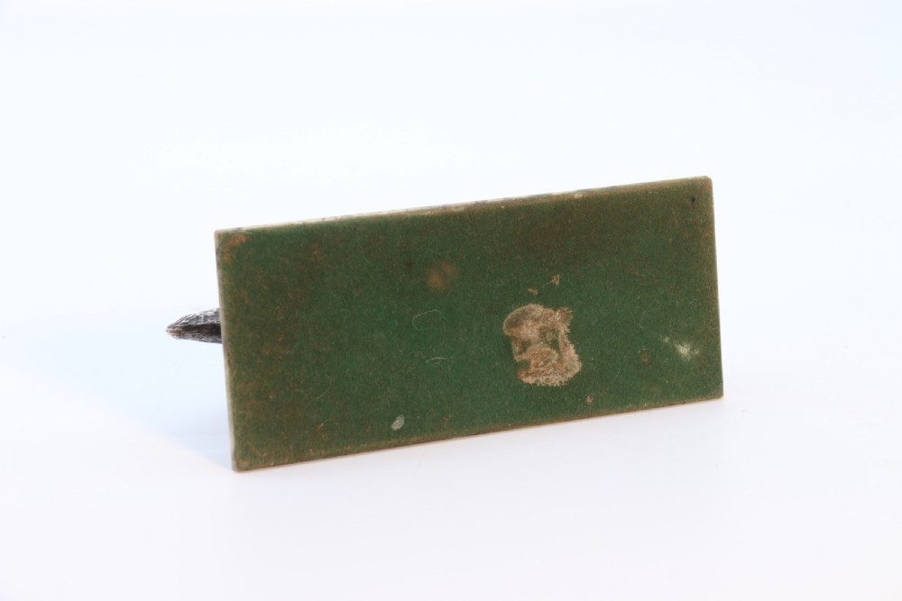 A silvered bronze sculpture depicting a prowling fox mounted on a rectangular green marble plinth. View IX