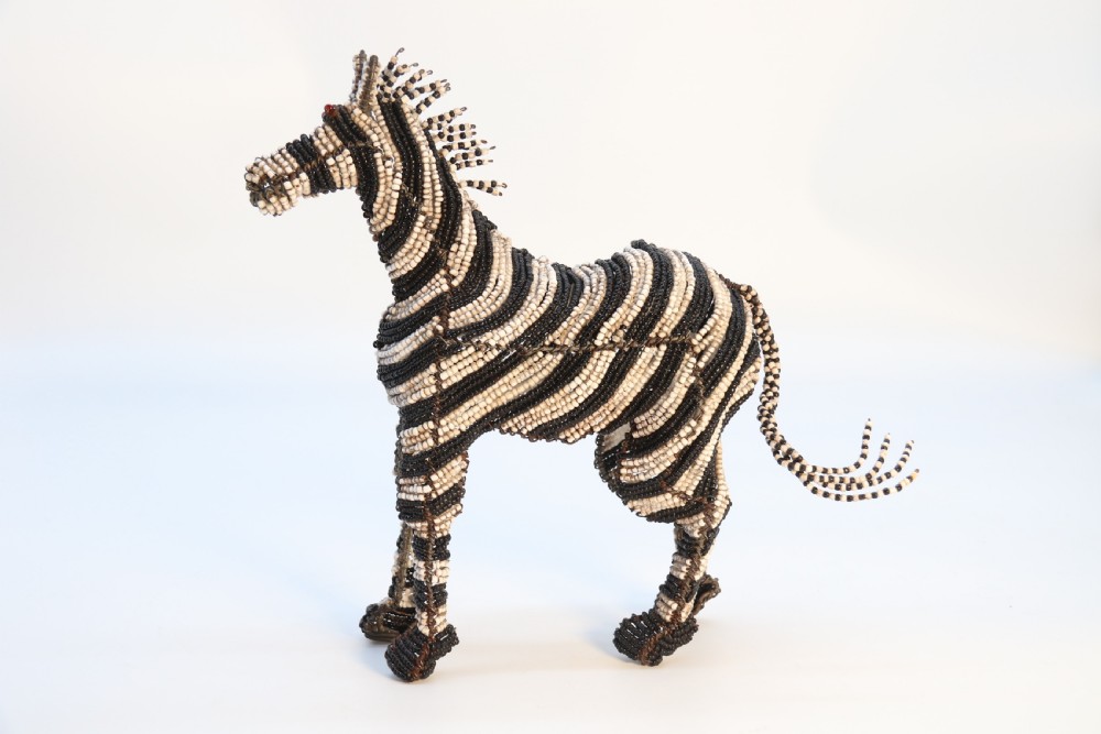 A rare African tribal beadwork and wire work model Zebra, c 1930 View V