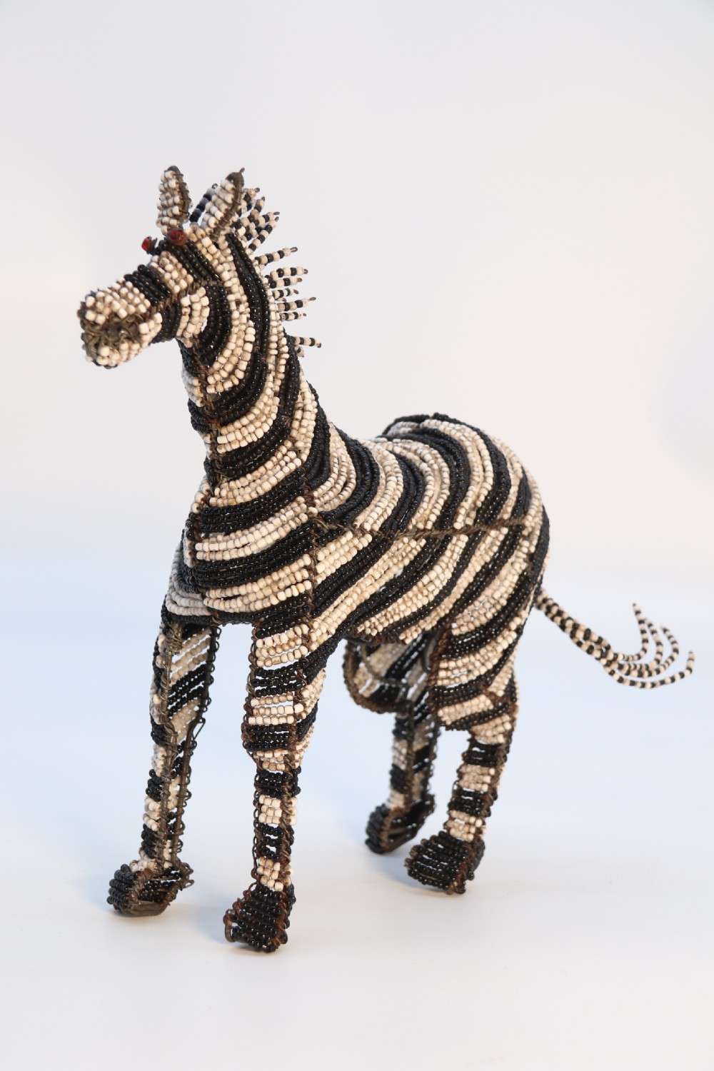A rare African tribal beadwork and wire work model Zebra, c 1930 View X