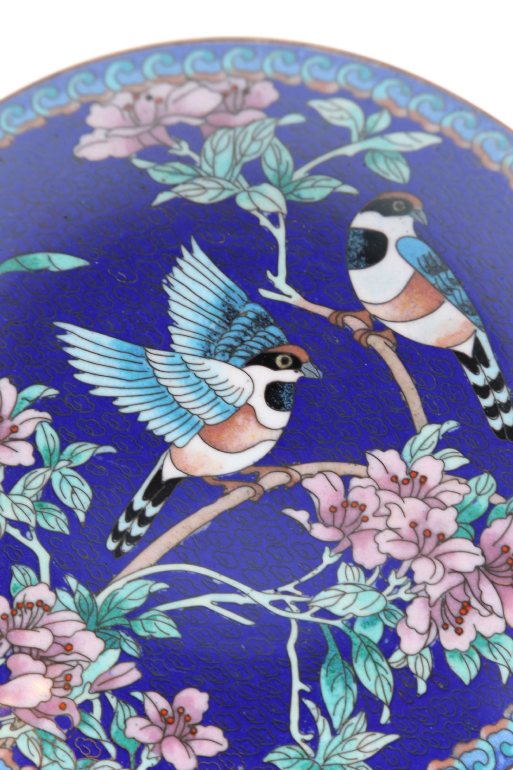 A set of four Chinese cloisonne cabinet plates with exotic birds and blossom.

 View XVI