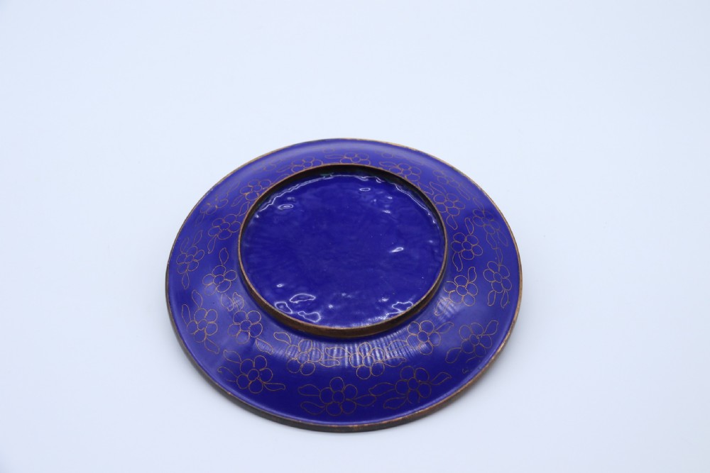 A set of four Chinese cloisonne cabinet plates with exotic birds and blossom.

 View XVII