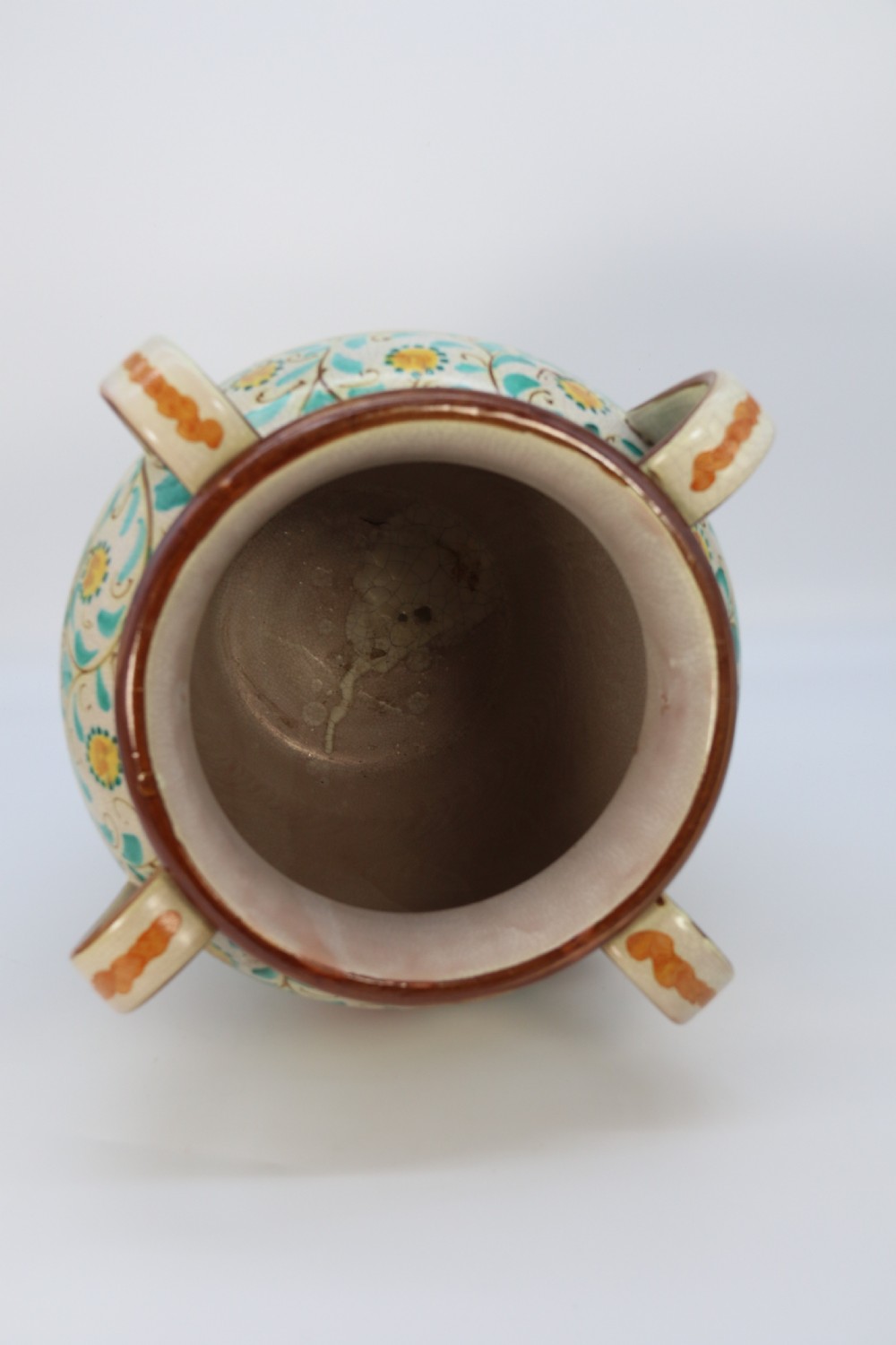 A large Italian hand thrown and painted majolica pottery vase, circa 1930

 View VIII
