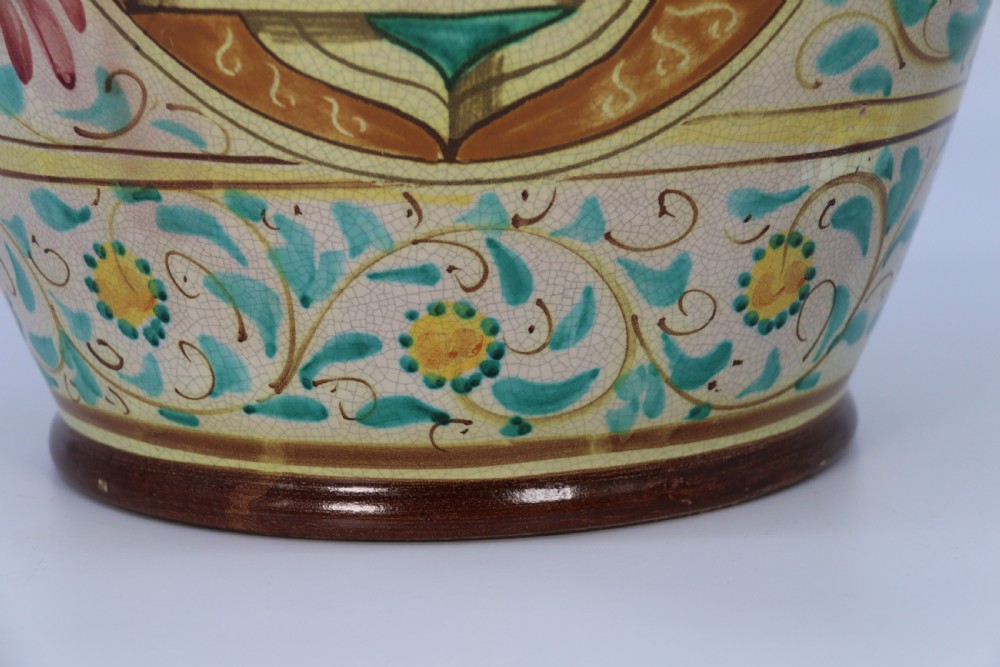 A large Italian hand thrown and painted majolica pottery vase, circa 1930

 View XI