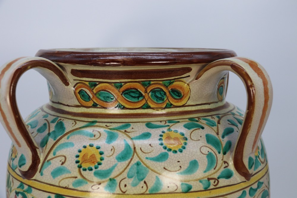 A large Italian hand thrown and painted majolica pottery vase, circa 1930

 View XIII