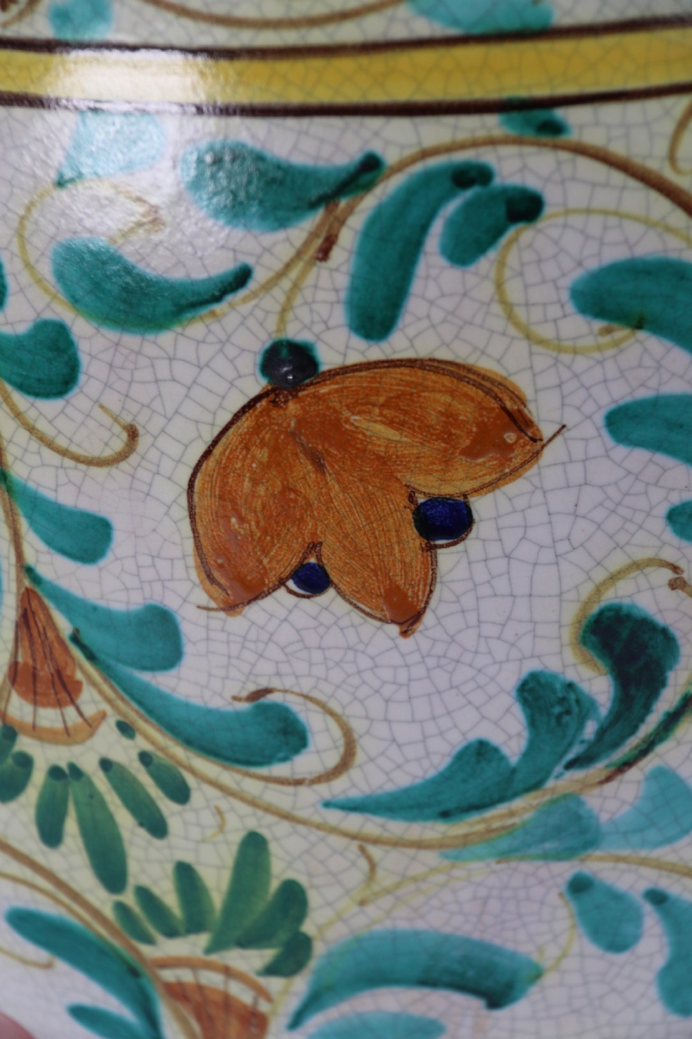 A large Italian hand thrown and painted majolica pottery vase, circa 1930

 View XV
