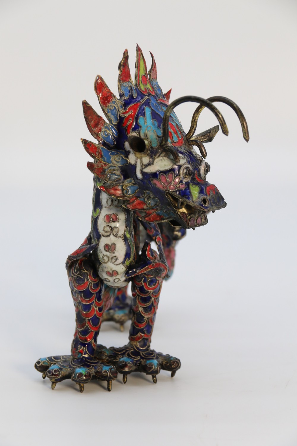 Early 20th century Chinese cloisonne sculpture of the five clawed dragon View III