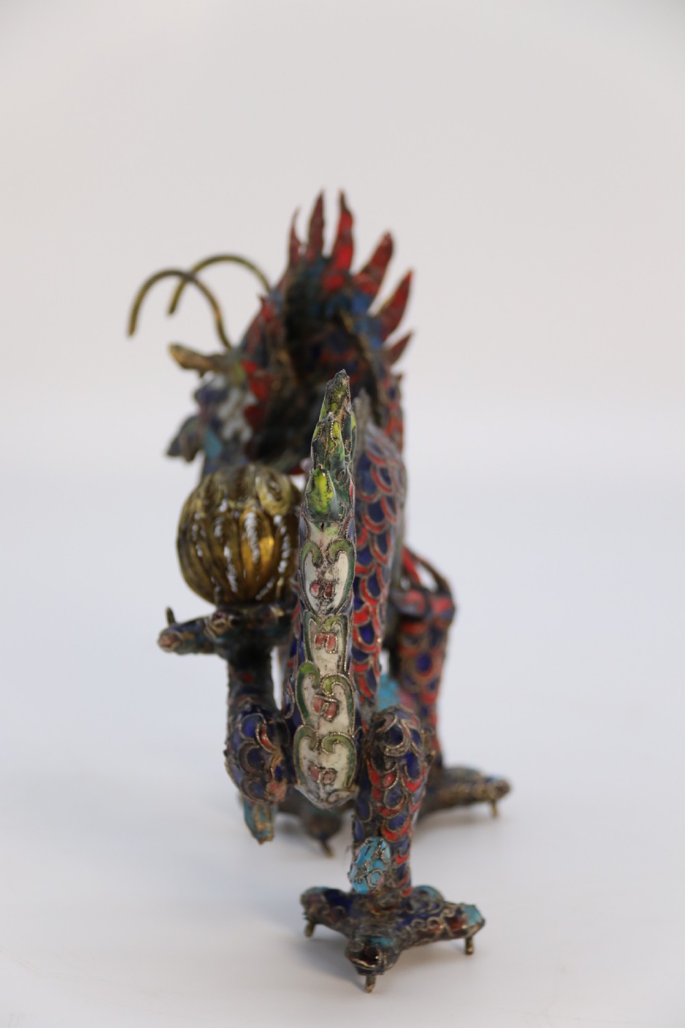 Early 20th century Chinese cloisonne sculpture of the five clawed dragon View VIII