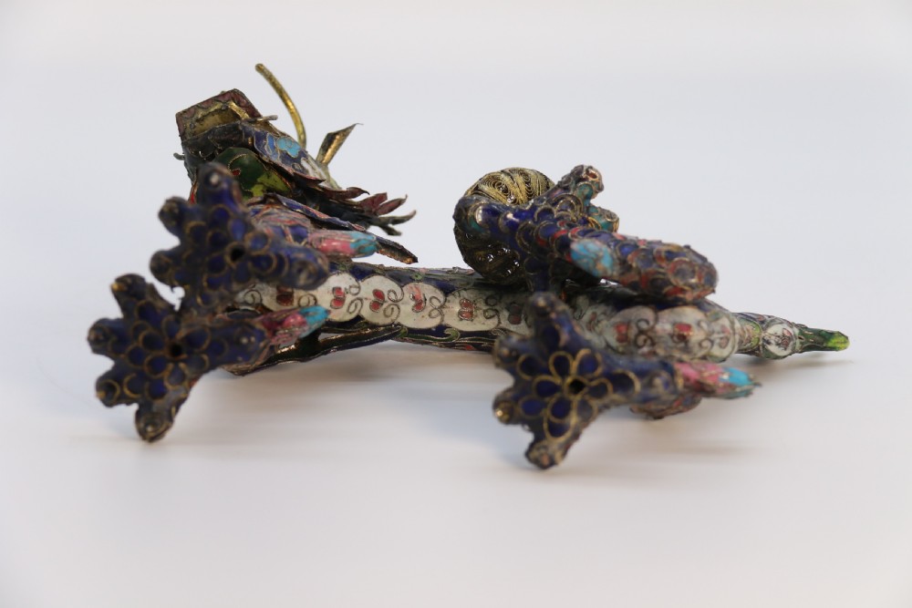 Early 20th century Chinese cloisonne sculpture of the five clawed dragon View X