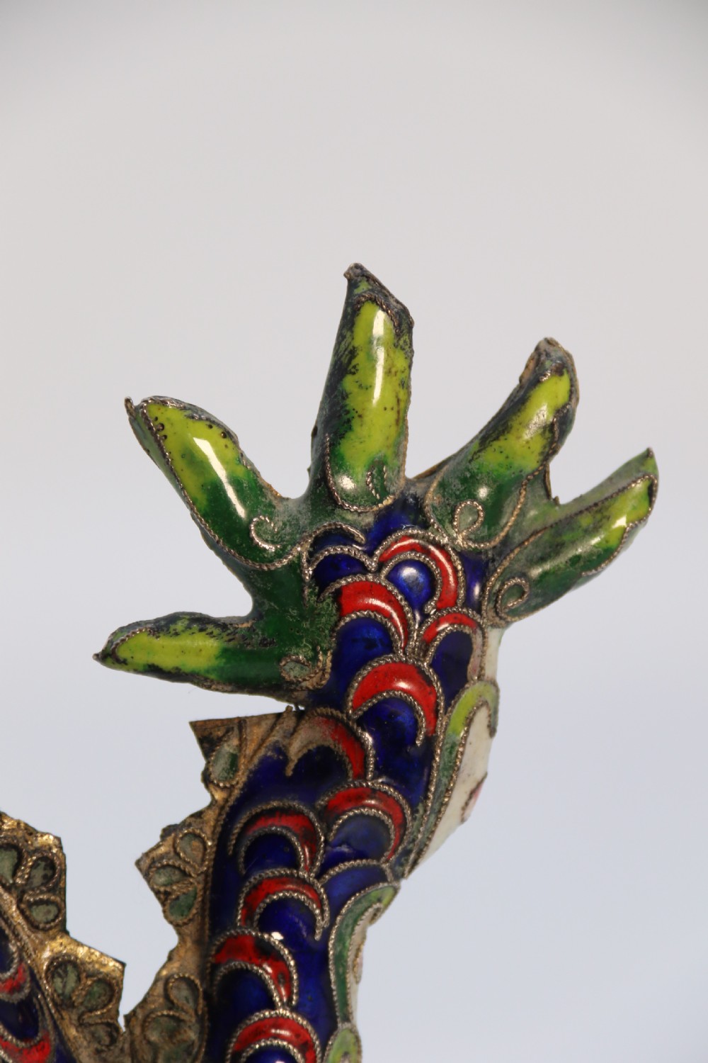 Early 20th century Chinese cloisonne sculpture of the five clawed dragon View XIII