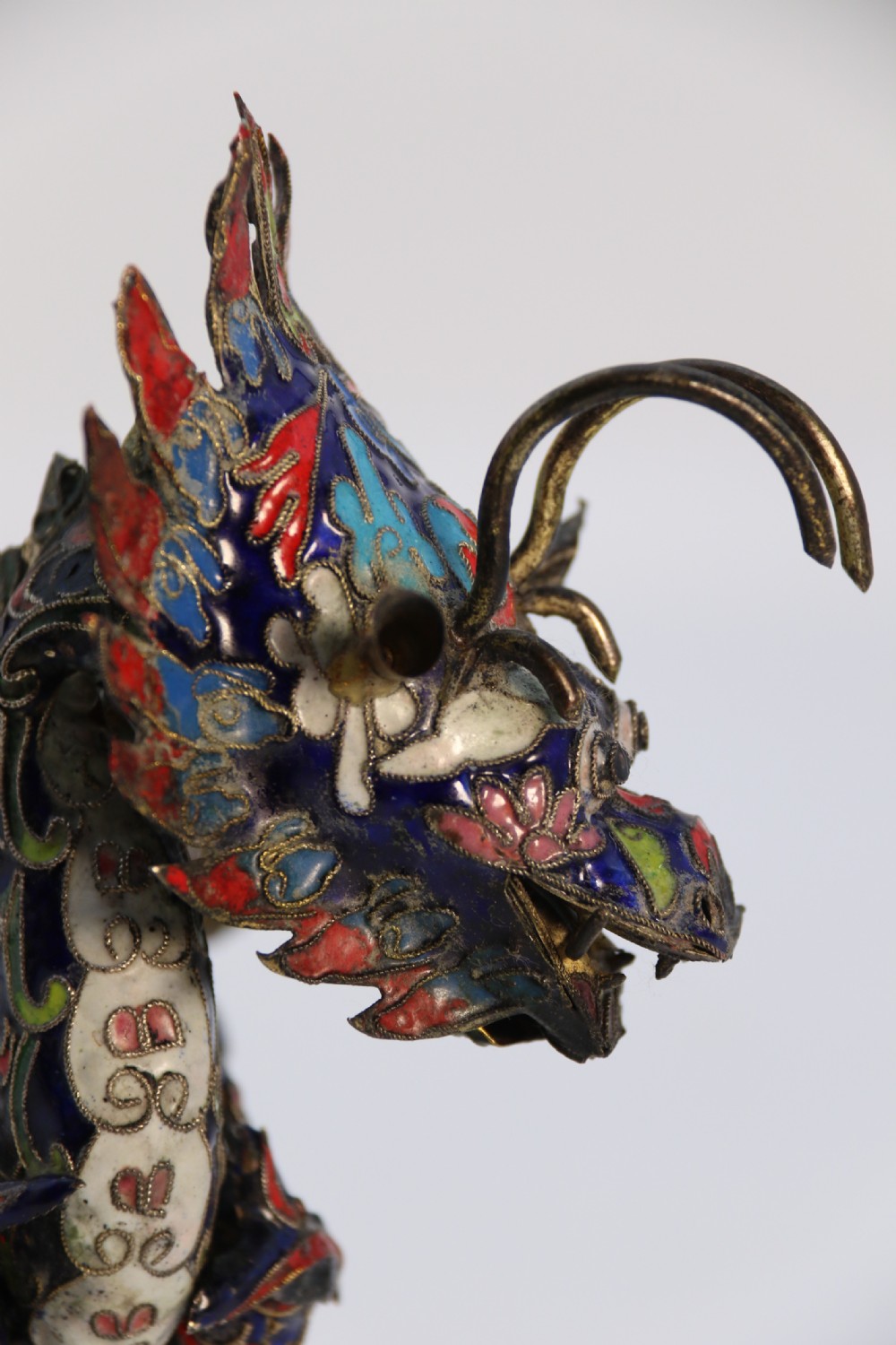 Early 20th century Chinese cloisonne sculpture of the five clawed dragon View XIV