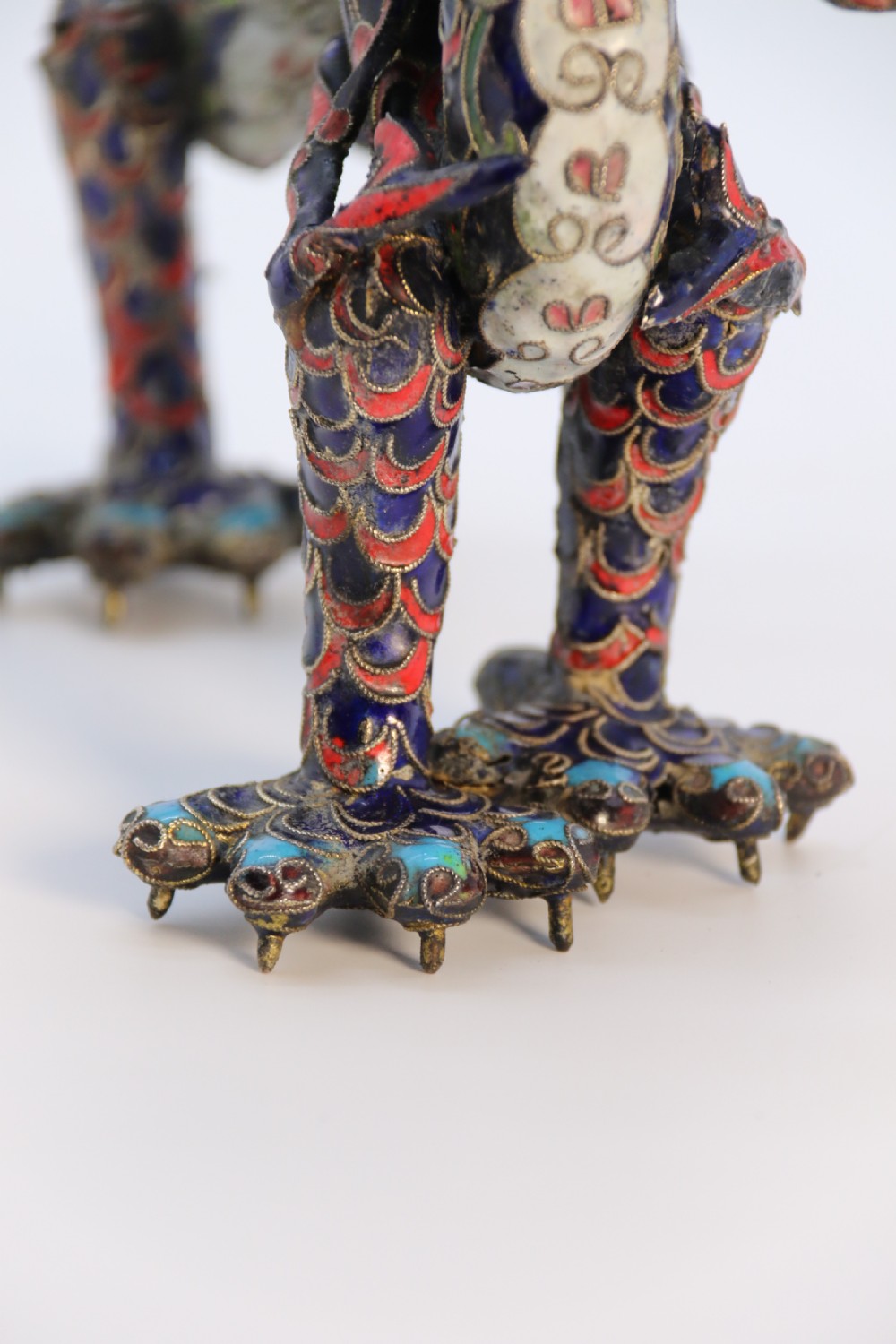 Early 20th century Chinese cloisonne sculpture of the five clawed dragon View XV