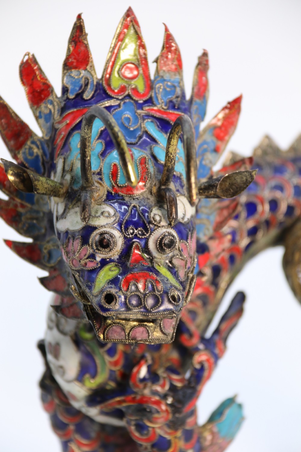 Early 20th century Chinese cloisonne sculpture of the five clawed dragon View XVI