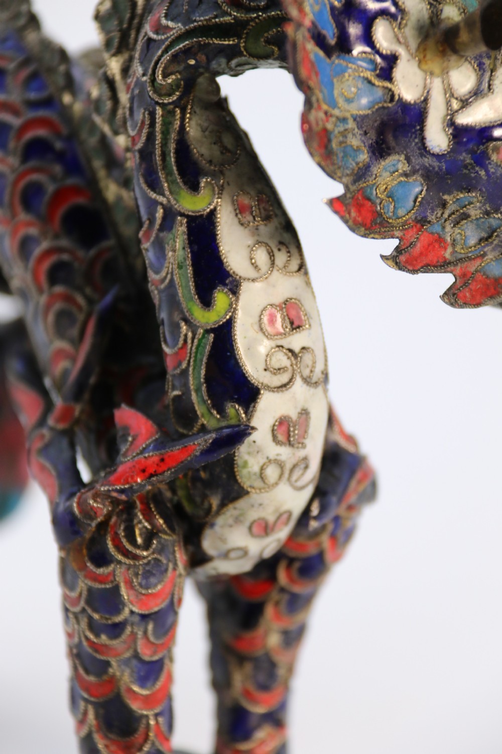Early 20th century Chinese cloisonne sculpture of the five clawed dragon View XVIII