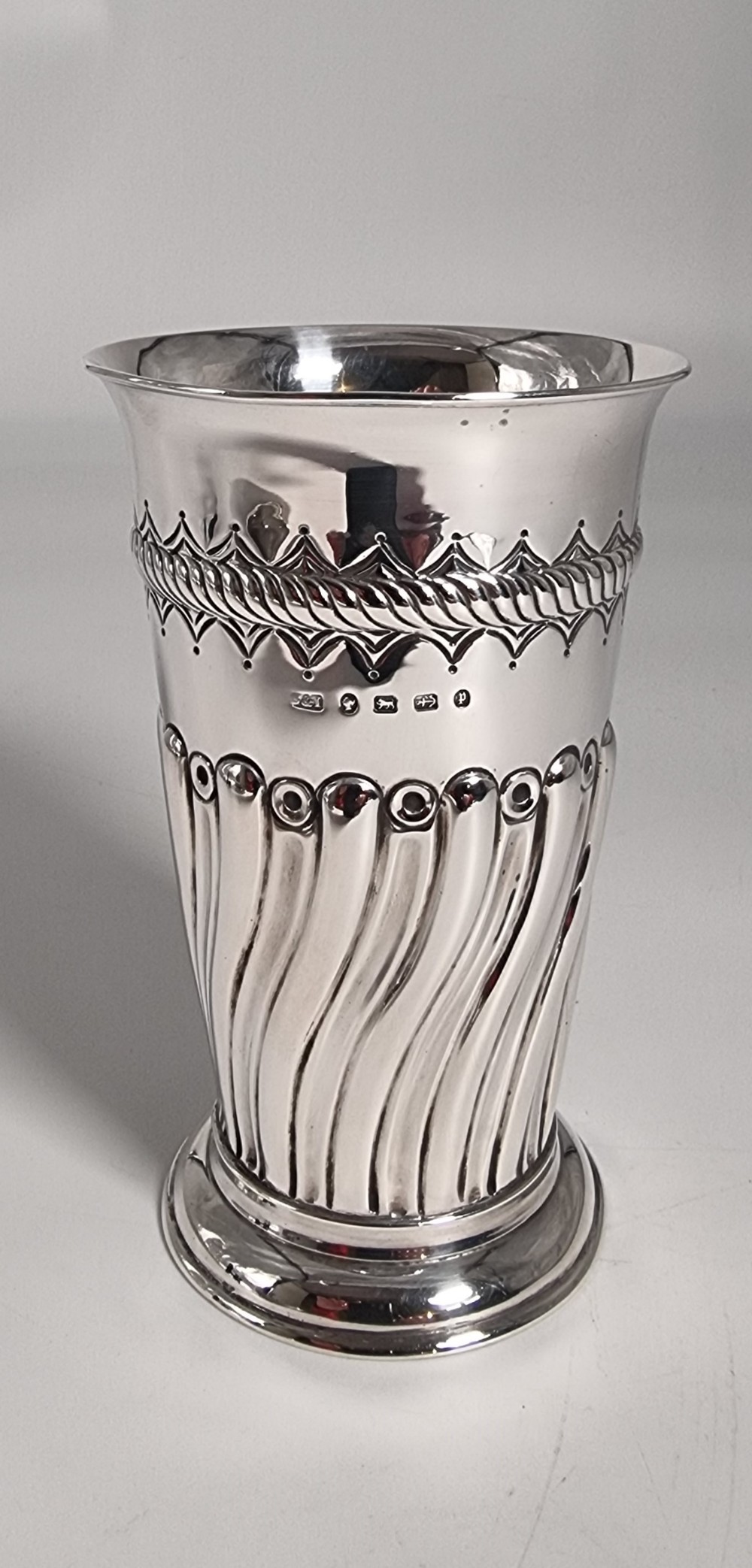 Antique  silver Victorian gothic style vase, Birmingham 1890