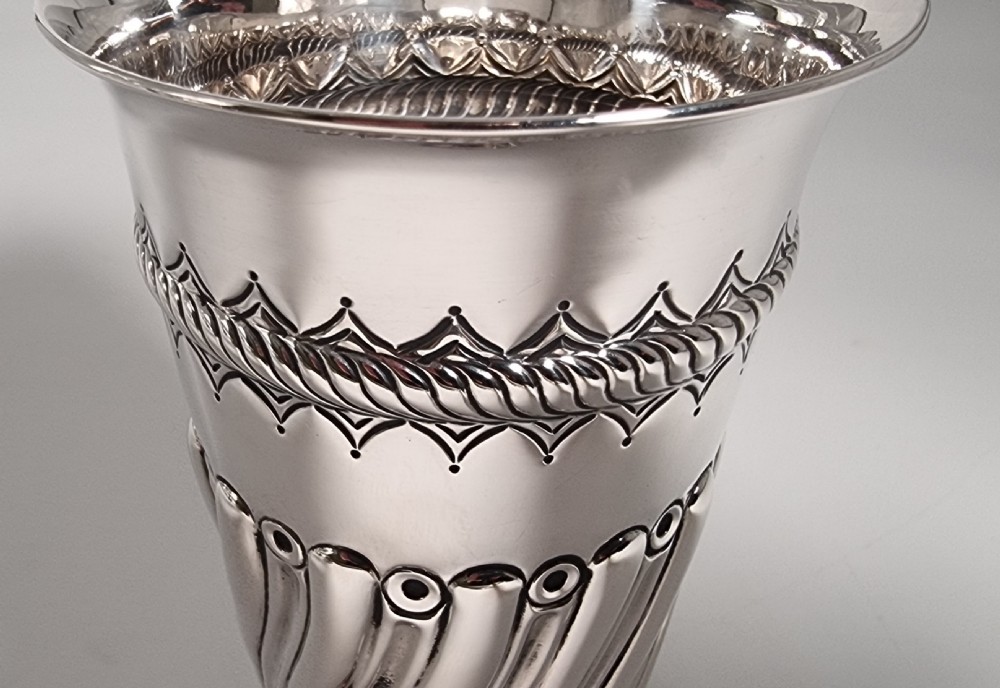 Antique  silver Victorian gothic style vase, Birmingham 1890 View IX