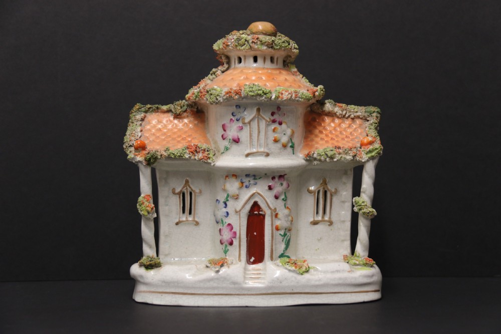A Staffordshire pottery model of an English cottage circa 1860 View II