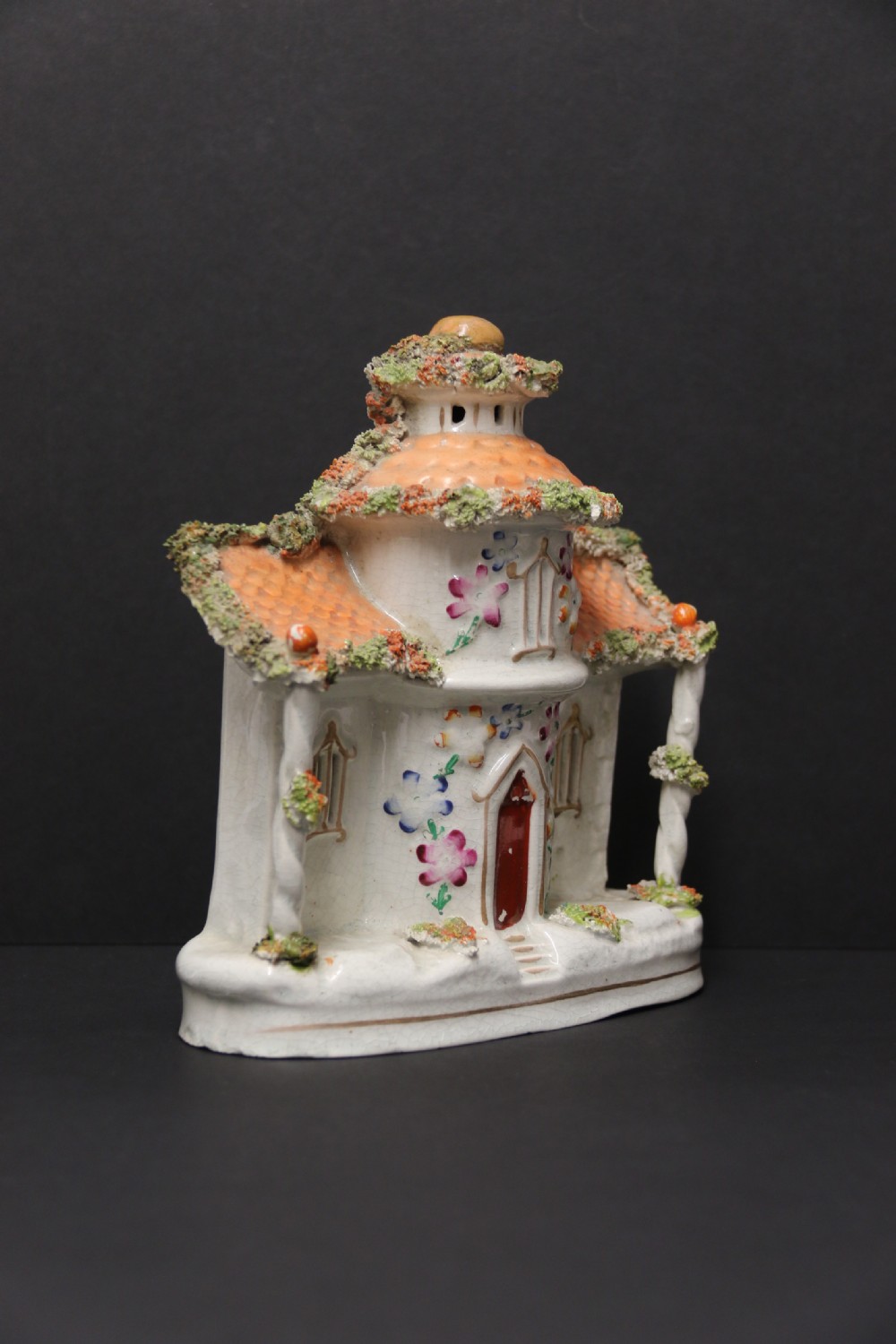 A Staffordshire pottery model of an English cottage circa 1860 View III