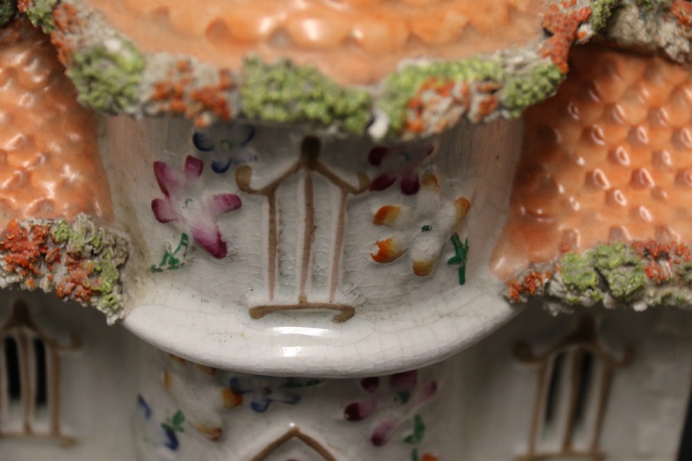 A Staffordshire pottery model of an English cottage circa 1860 View VII