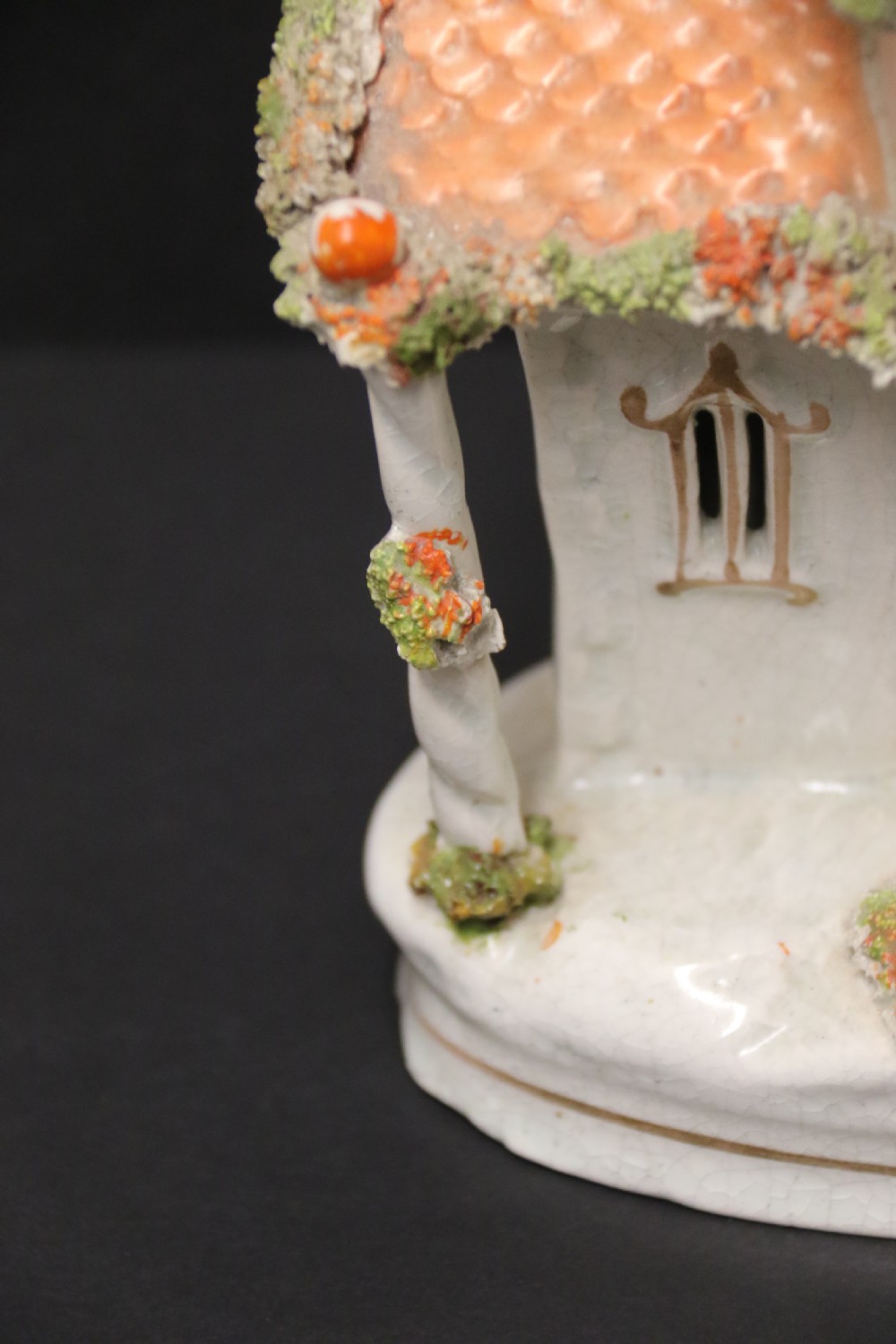 A Staffordshire pottery model of an English cottage circa 1860 View X