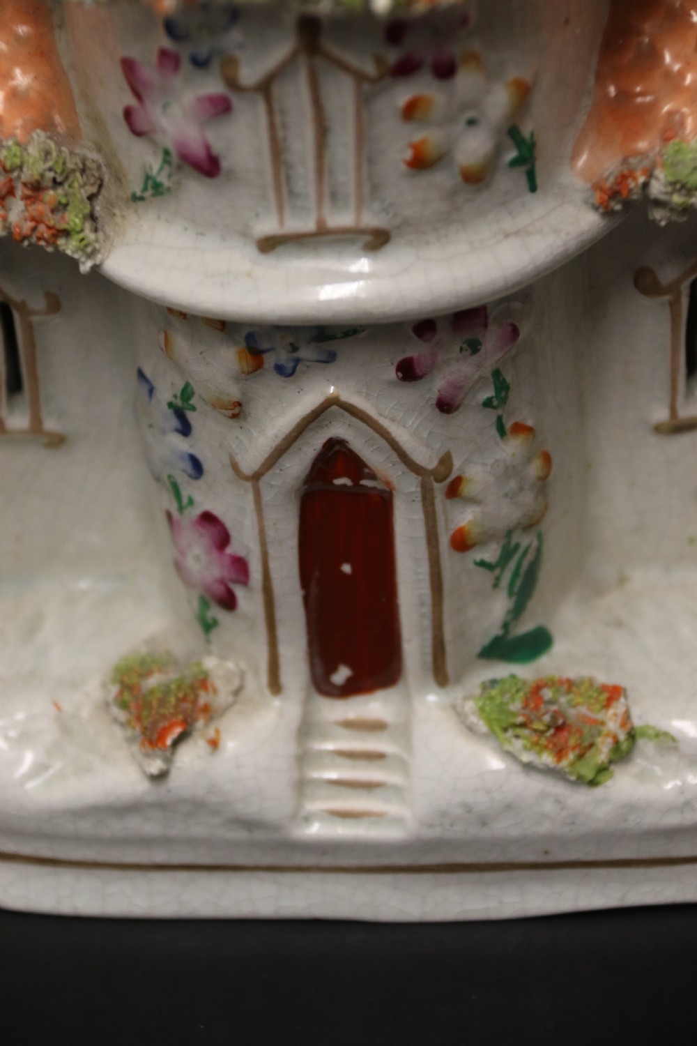 A Staffordshire pottery model of an English cottage circa 1860 View XI