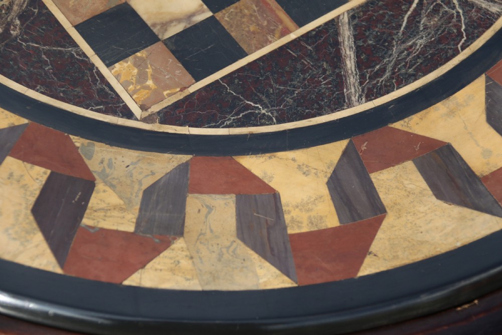 Antique Victorian pietra dura specimen marble topped burr walnut occasional/games table, circa 1860 View VI