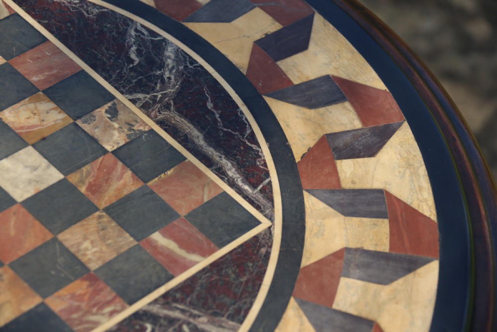 Antique Victorian pietra dura specimen marble topped burr walnut occasional/games table, circa 1860 View VII