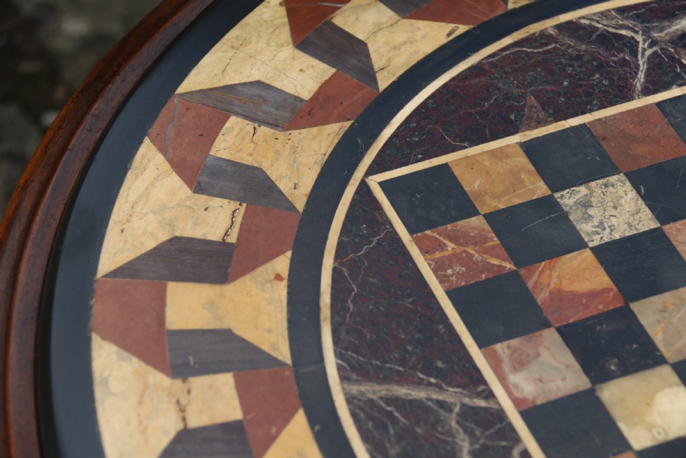 Antique Victorian pietra dura specimen marble topped burr walnut occasional/games table, circa 1860 View IX