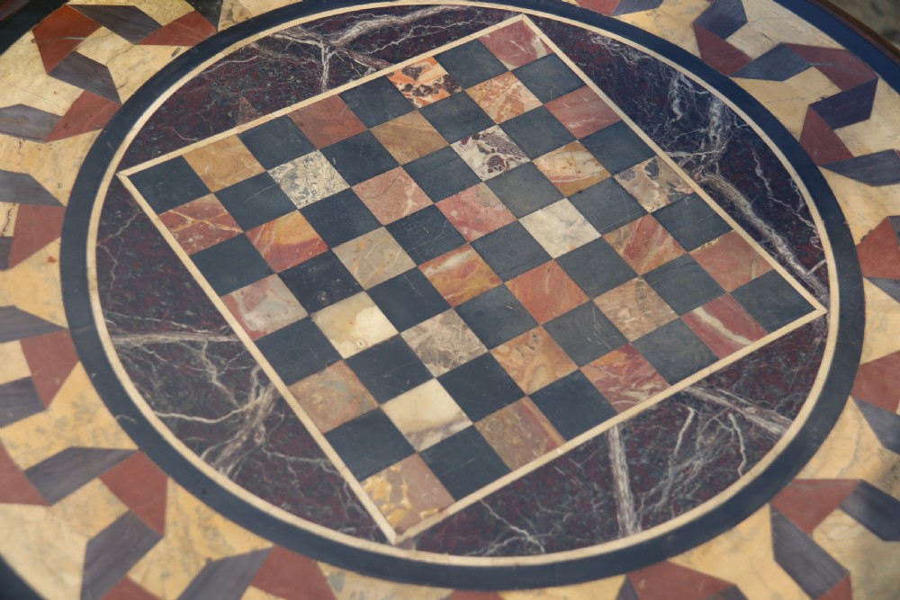 Antique Victorian pietra dura specimen marble topped burr walnut occasional/games table, circa 1860 View X