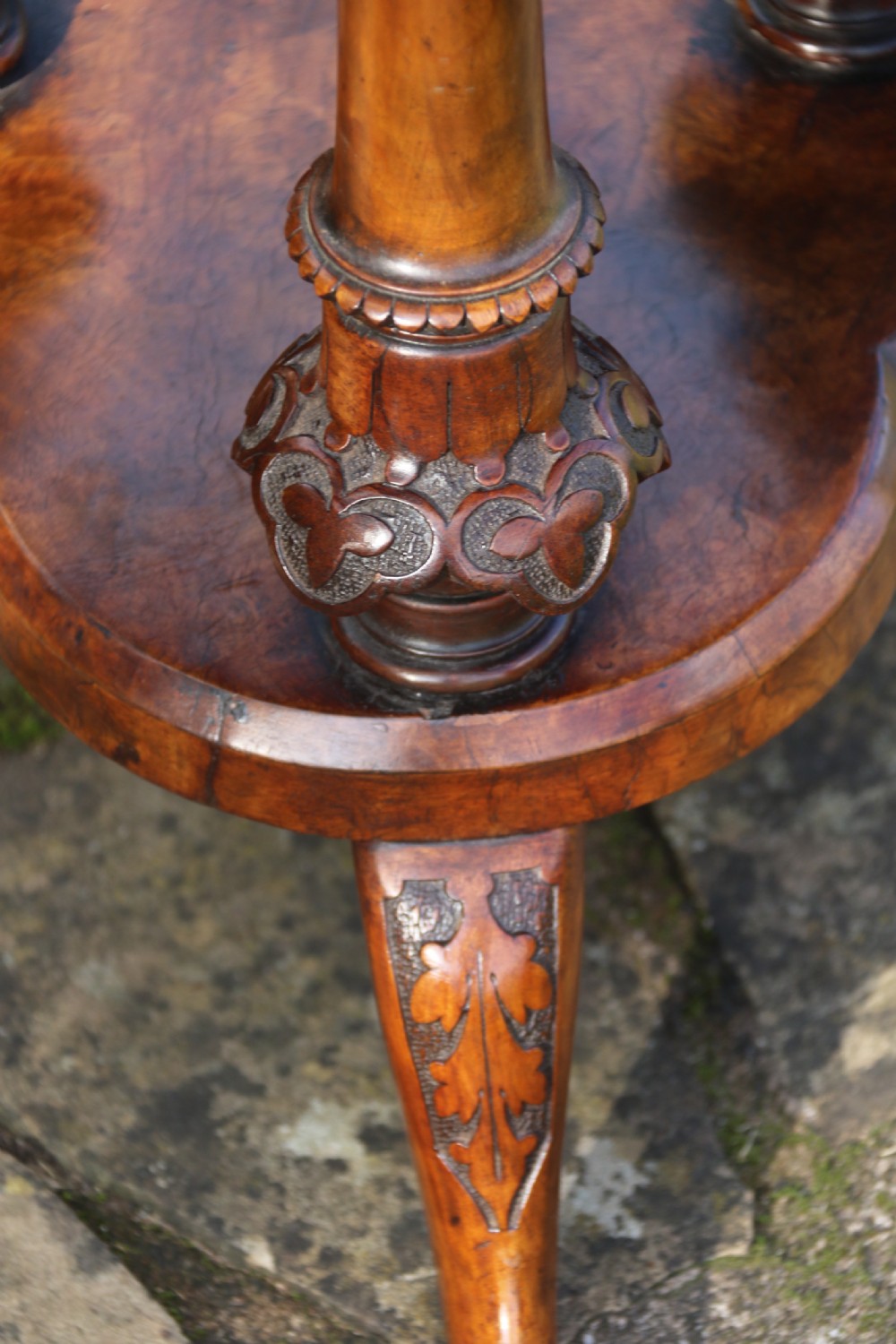Antique Victorian pietra dura specimen marble topped burr walnut occasional/games table, circa 1860 View XI