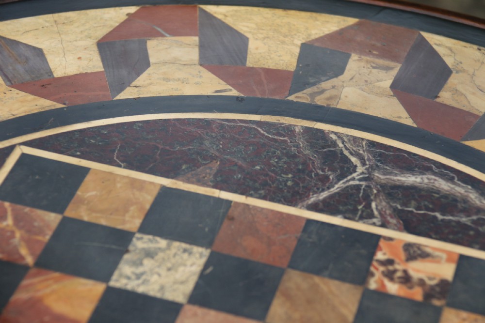 Antique Victorian pietra dura specimen marble topped burr walnut occasional/games table, circa 1860 View XVII