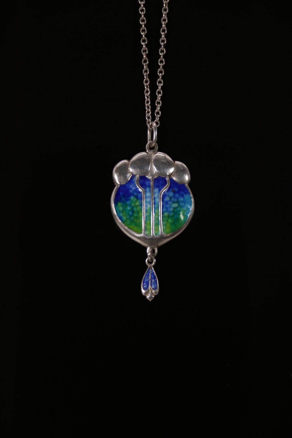 A Liberty and Co style silver and enamel pendant necklace hallmarked for Birmingham, 1908 – 9. View IV