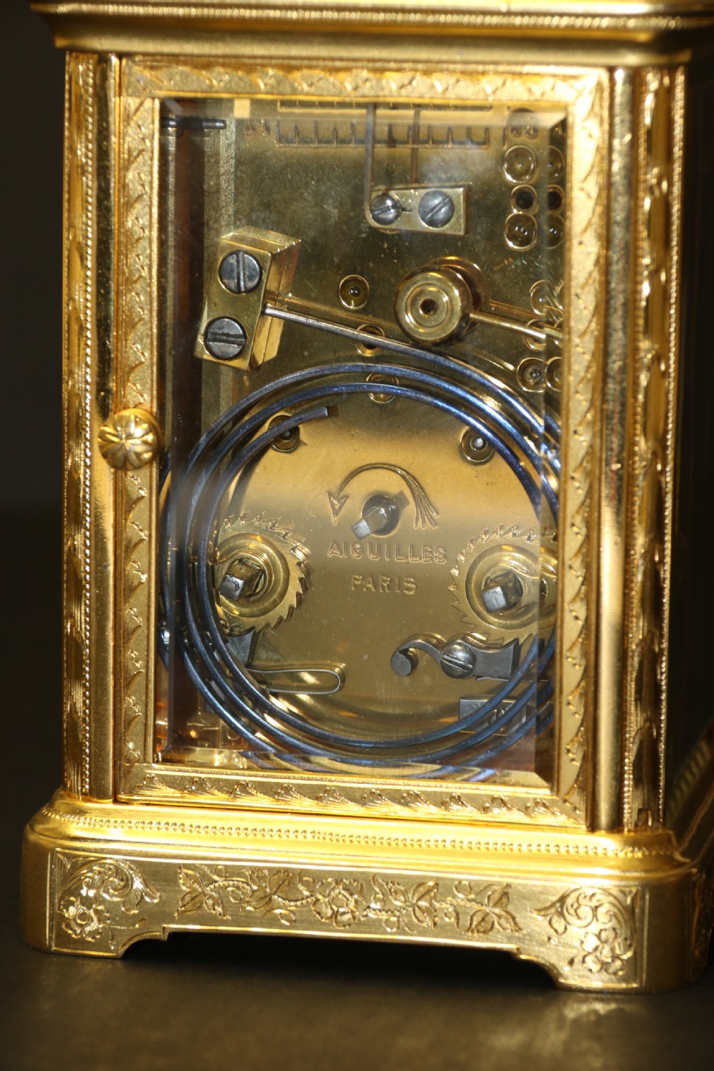 A 19th century French hand engraved and gilt cased repeating carriage Clock by Francois Arsene Margaine View XI