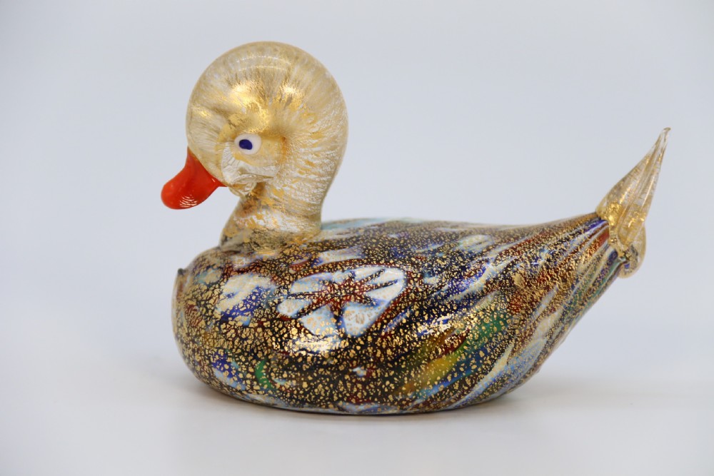 A rare Italian Millefiori hand blown art glass duck