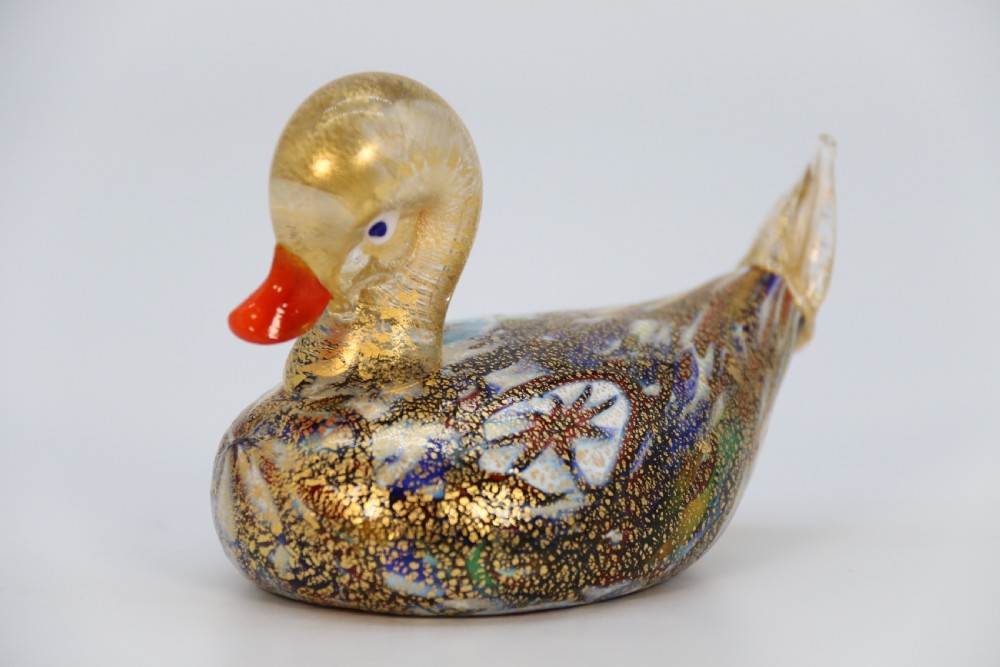 A rare Italian Millefiori hand blown art glass duck View II