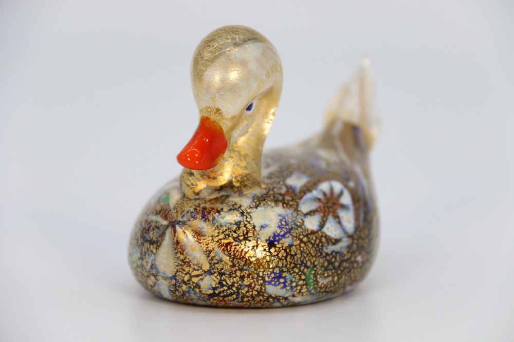 A rare Italian Millefiori hand blown art glass duck View III