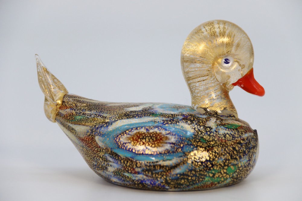 A rare Italian Millefiori hand blown art glass duck View V