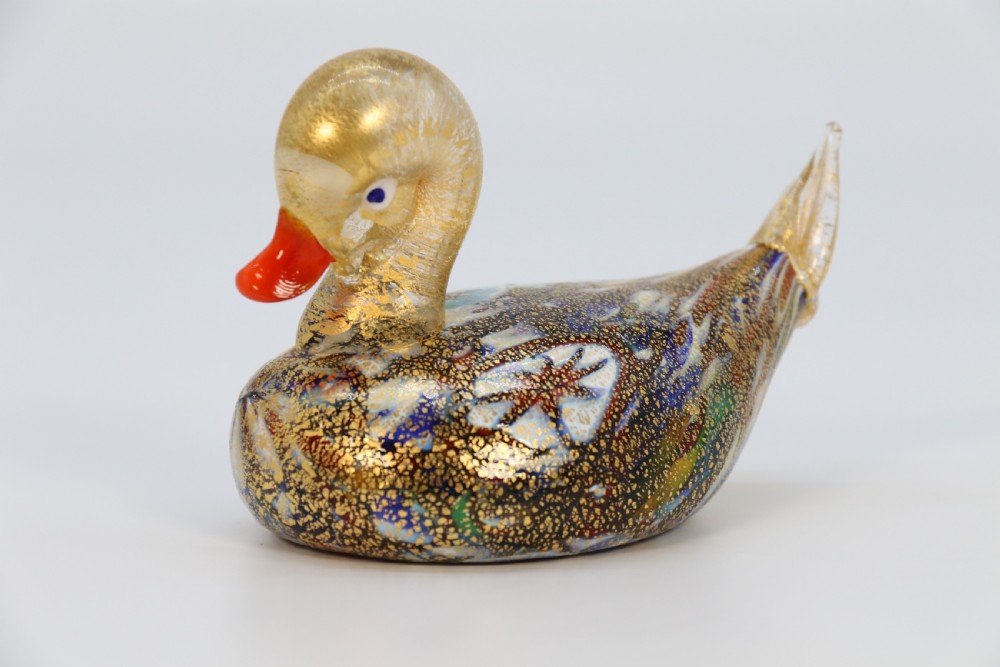 A rare Italian Millefiori hand blown art glass duck View VI