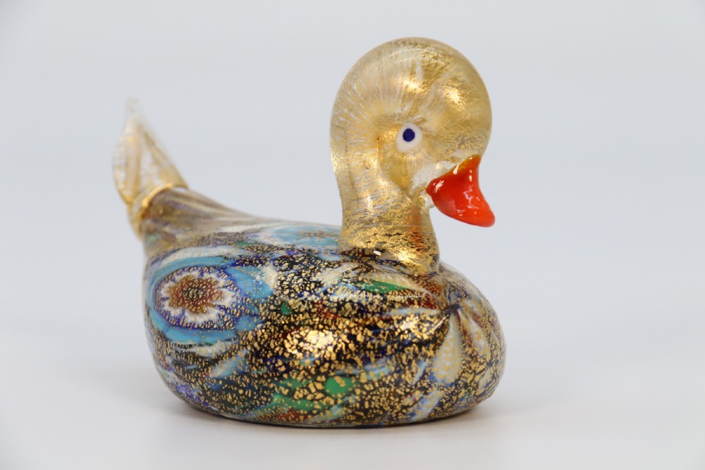 A rare Italian Millefiori hand blown art glass duck View VII