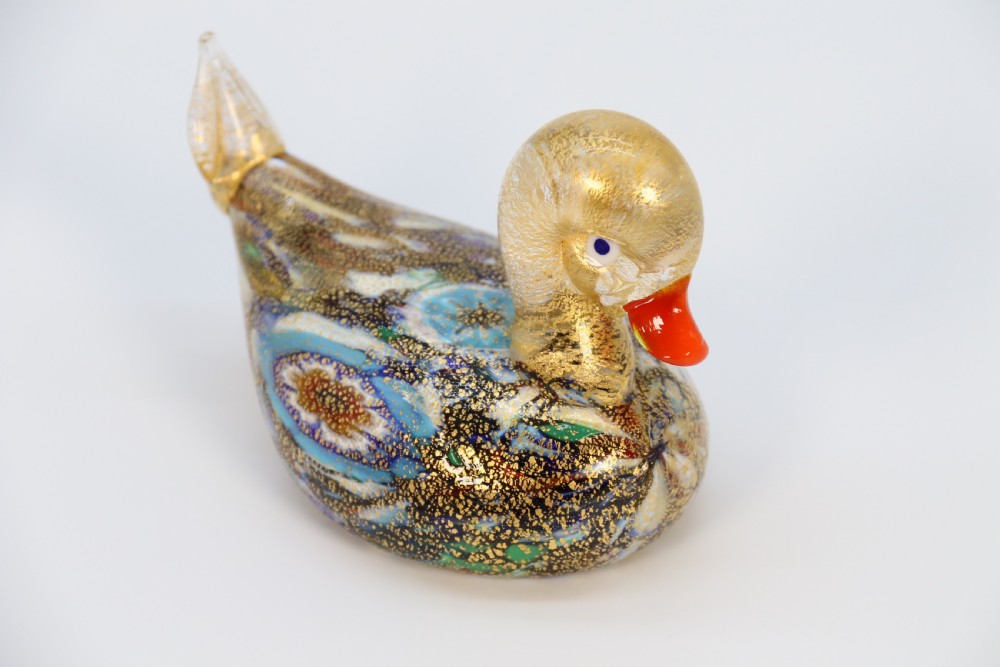 A rare Italian Millefiori hand blown art glass duck View XI