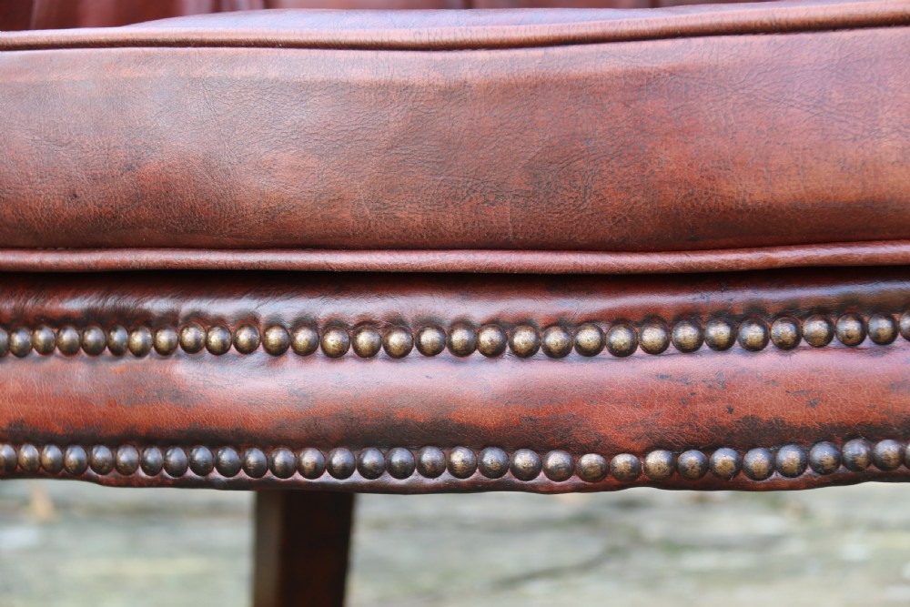  English 18th century leather upholstered armchair circa 1790 View XIV