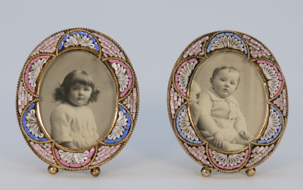 A  pair of miniature Italian micro mosaic photo frames circa 1920 View II