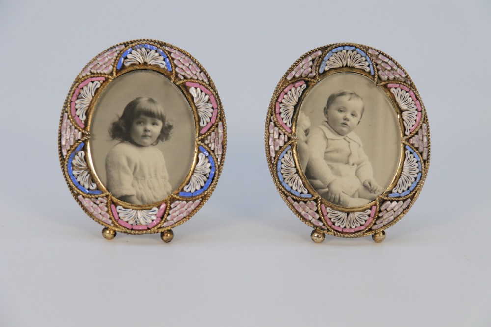 A  pair of miniature Italian micro mosaic photo frames circa 1920 View III