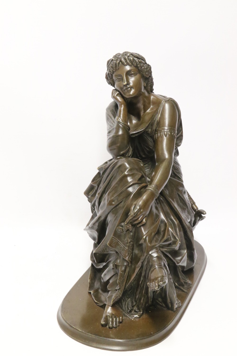 A Superb mid-19th century French classical bronze of Euterpe by Pierre Alexander Schoenewerk View III