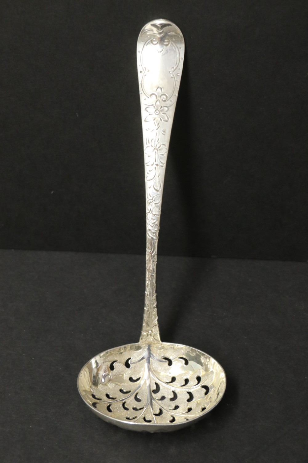 Hallmarked silver sugar spoon ,engraved,  Georgian, London 1799 - 80 View II