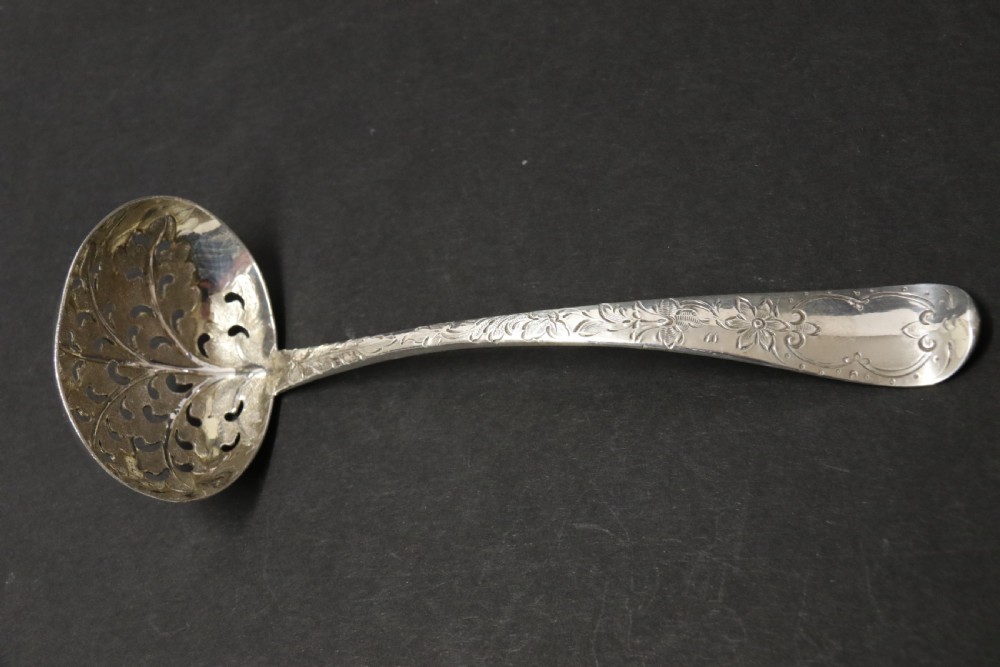 Hallmarked silver sugar spoon ,engraved,  Georgian, London 1799 - 80 View V