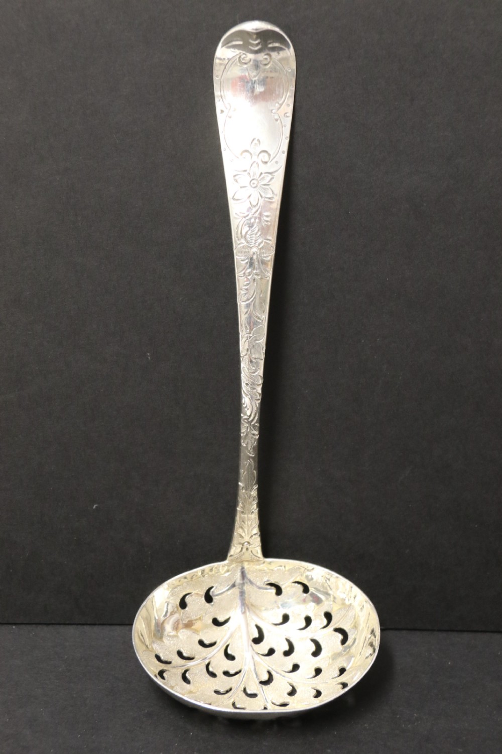Hallmarked silver sugar spoon ,engraved,  Georgian, London 1799 - 80 View VI