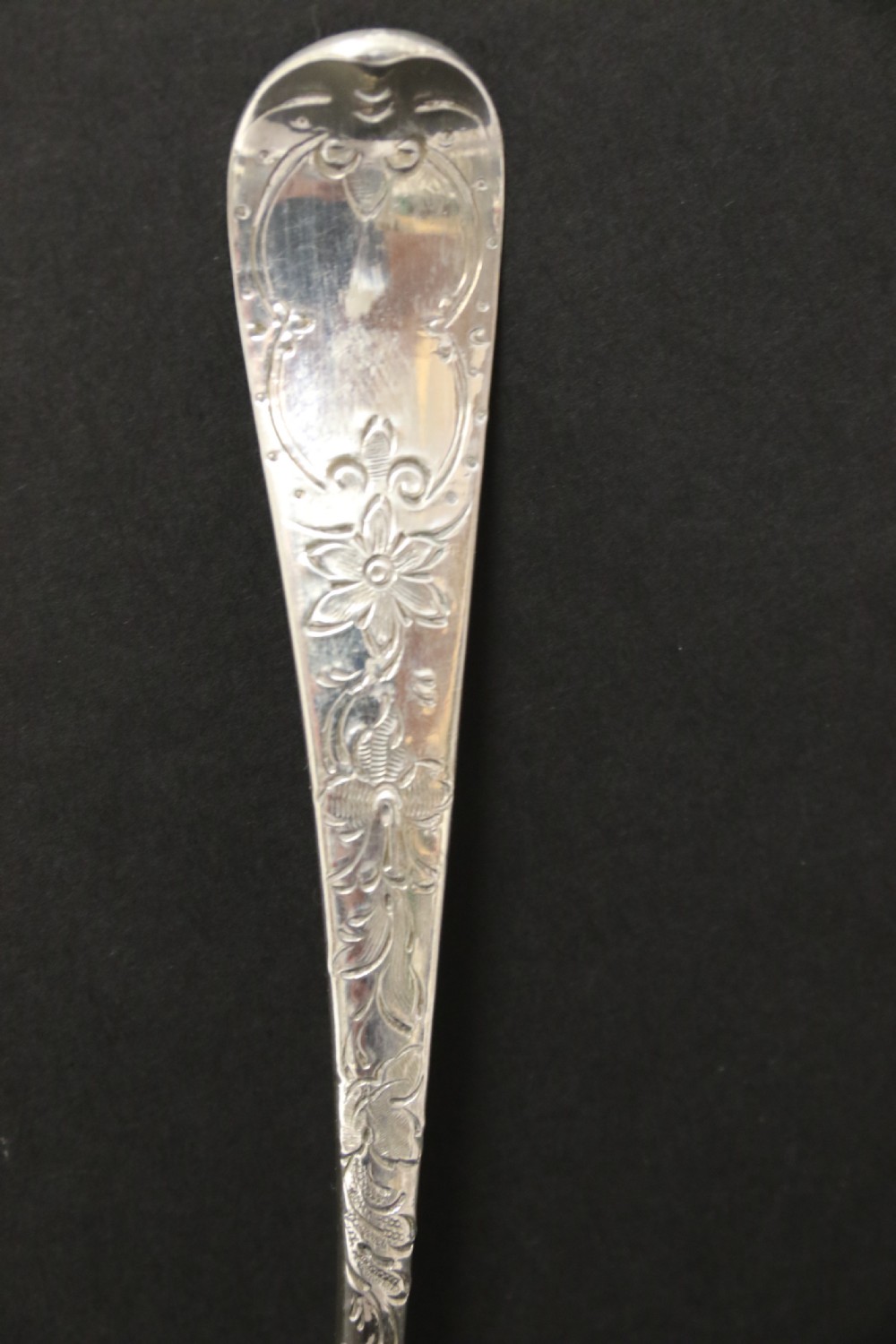 Hallmarked silver sugar spoon ,engraved,  Georgian, London 1799 - 80 View VIII